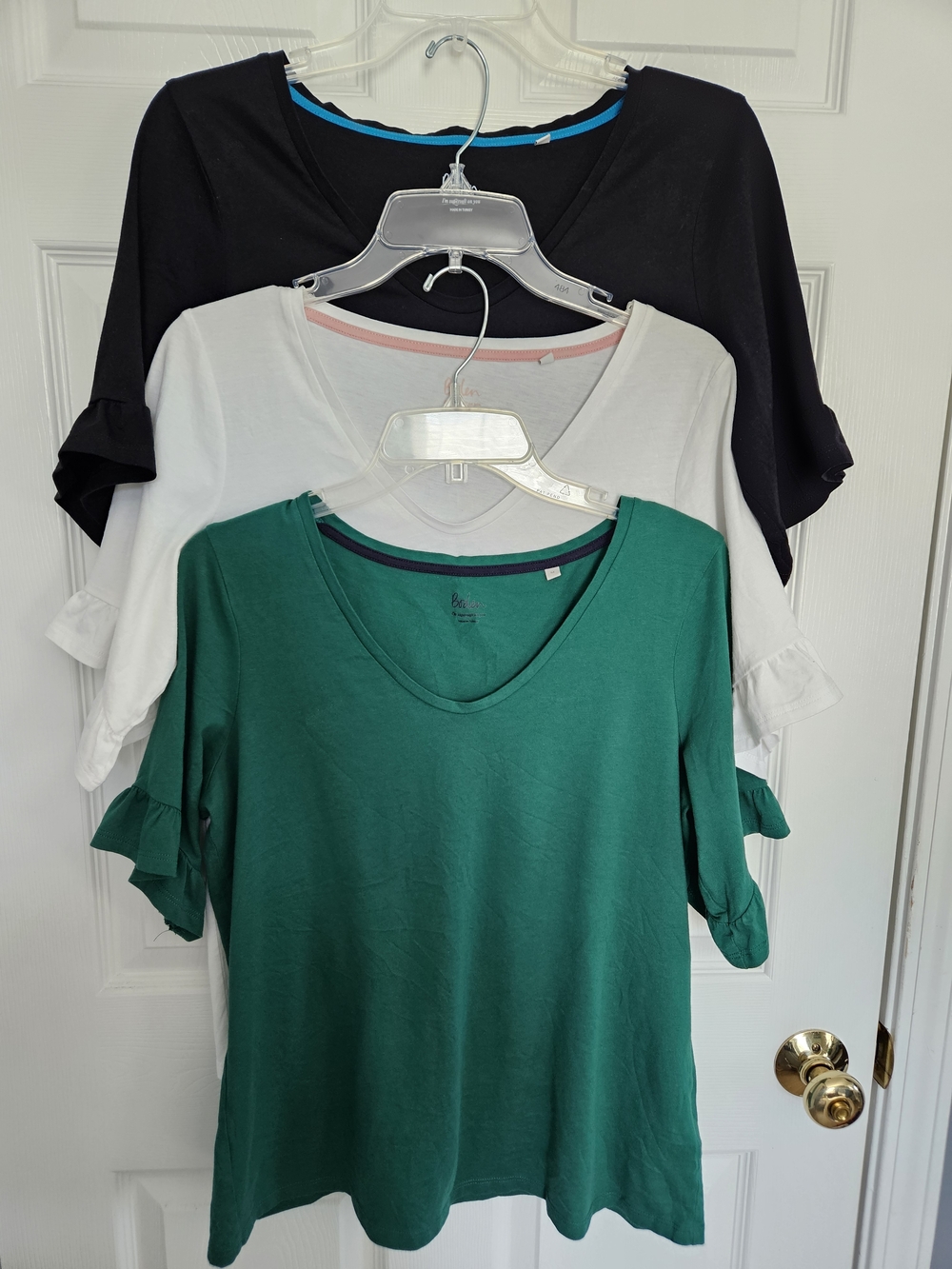 Boden V-Neck Short Sleeve Tee Trio - Green, White, Black